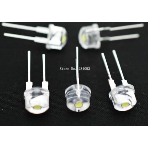20PCS/LOT F8 8mm LED Transparent White light-emitting diode hat shaped DIP LED Diode