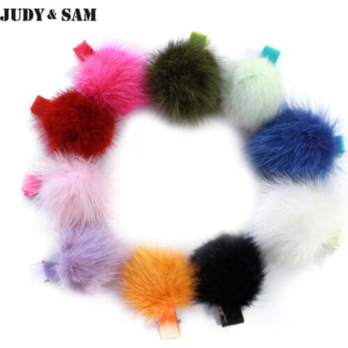 10pcs/lot Cute Real Mink Fur Pom Pom Hair Pin Hair Accessories Handmade for Girls Women Fur Ball Hair Barrette Clip