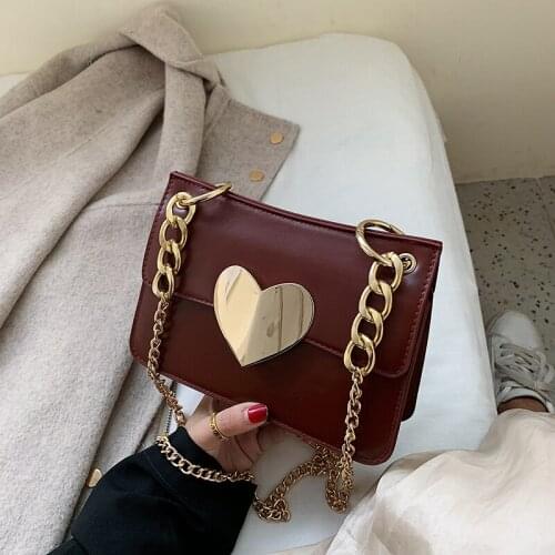 HISUELY Crossbody Bag for Women PU Leather Handbag Fashion Shoulder Bag Chain 2021 Messenger Bag Ladies Designer heart shaped Q4
