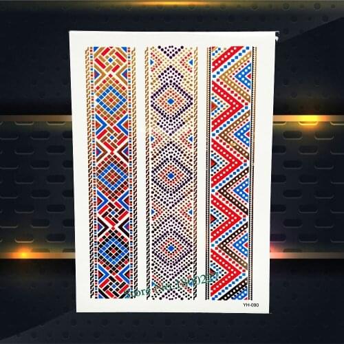 Sexy Body Art Gold Red Blue Metallic Bracelet Tattoo Women Arm Leg Jewelry Tattoo Sticker 21x15CM Snake Waterproof Tatoo decals