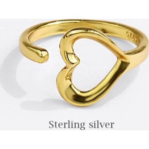 Sweet Women Gold Silver Open Ring Vintage Love Heart Shape Female Ring Personality Silver Party Punk Ring Dropshipping