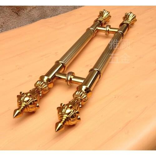 Golden glass door handle antique rustic gold gold handle mobile door stainless steel door handle Continental handle