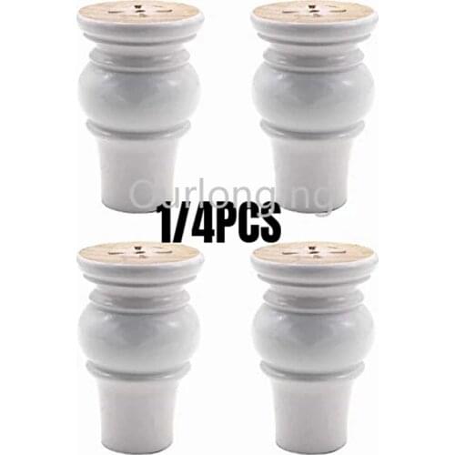 1/4PCS Solid Wood Furniture Legs Replacement White European Style American For Coffe Tea Table Cabinet Sofa TV Stands 60-120mm