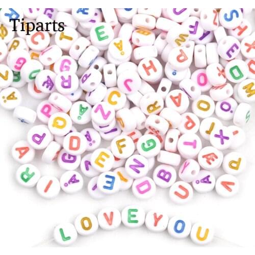 100pcs/Mixed Letter Acrylic Beads Round Flat Alphabet Digital Cube Cross Spacer Beads For Jewelry Making Handmade Diy Bracelet
