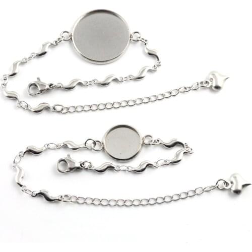 2pcs/Lot 12mm 14mm 16mm 18mm 20mm 316 High Quality Stainless Steel Bangle Base Bracelet Findings Tray Bezel Setting Cameo