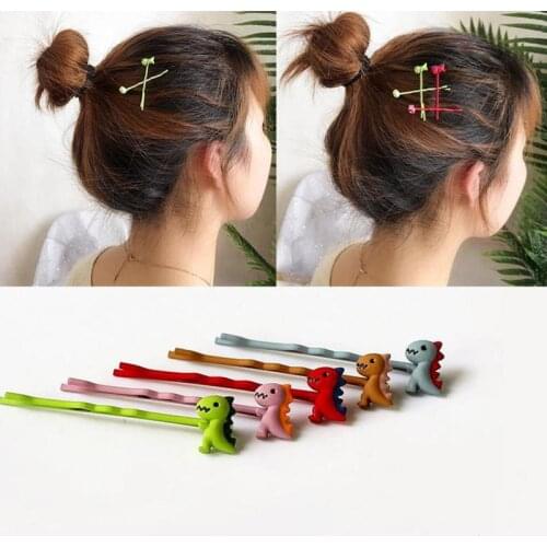 2Pcs/Lot Cute Cartoon Dinosaur Hair Clips Headwear Set for Women Girls Plated Color Metal Bobby Pins Barrettes Hair Accessories