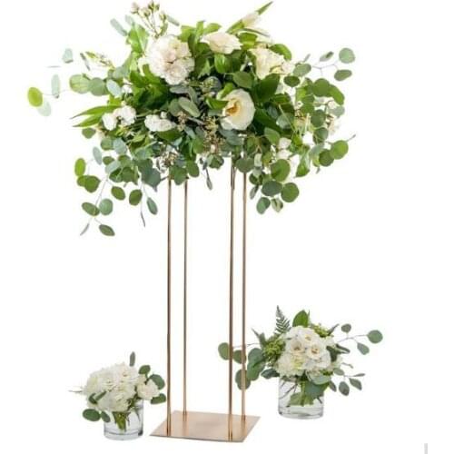 2018 new style Wedding Metal Gold Flower Vase Column Stand for Wedding Centerpiece Decoration 10 pcs/lots