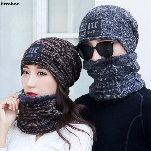 2021 Hot Winter Hats Ski Cap And Scarf Cold Warm Leather Winter Hat For Women Men Knitted Hat Bonnet Warm Cap Skullies Beanies
