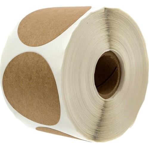 500 Pcs/roll Blank Kraft Paper Sticker 3.8 Cm/1.5 Inch Round Sealing Sticker Gift Packaging Label