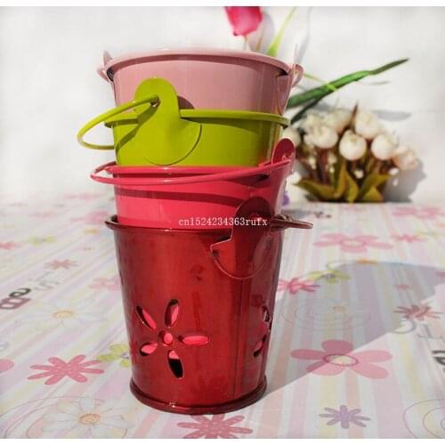 600pcs Vintage Mini Tin Candy Buckets With Hollow Wedding Pails Wedding Favor Metal Bucket Candy Box Party Decoration