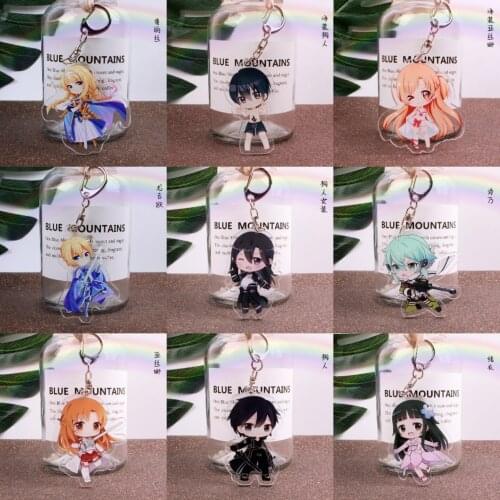 9pcs/lot Anime sword art online SAO Acrylic Double Layer Keychain Interlayer pendant toy gift