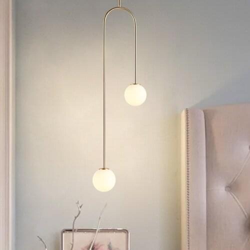 American Creative Glass Ball Pendant Lights Iron Hoop Hang Lamp For Bedroom Cafe Restaurant Bar Indoor Lighting Fixtures Decor