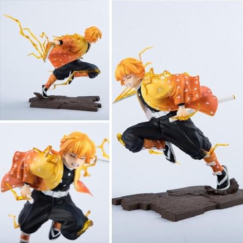 Devils Blade Anime Figure Agatsuma Zenitsu Manga Statue Demon Slayer Kimetsu No Yaiba PVC Action Figure Collectible Model Toys