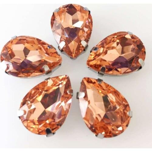 Free shipping! Red Waterdrop high quality Crystal glass loose rhinestones, silver claw sew on rhinestones