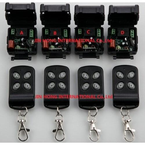 AC110V--260V 10A 1Channe RF wireless remote control switch System teleswitch 8pc/lot (4 Transmitter + 4 Receiver Learning code)