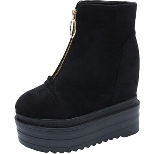 13CM Super High Heel Boots Wedge Heel Thick Bottom Martin Boots Wild Fashion Thin Women Boots Increase Shoes Winter