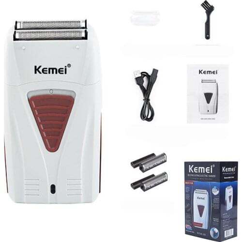 Kemei Finish Electric Shaver for Men USB Cordless Rechargeable Barber Beard Razor Reciprocating Foil Mesh Shaving Machine