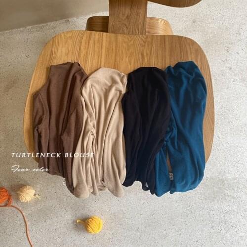 Childrens Top New Autumn 2021 Boys and Girls' Simple Solid High Collar Elastic All-match Cotton Long Sleeve Bottoming Shirt