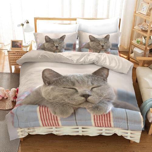 Pet Cats Printed 3d Bedding Set Animals Home Decor Queen King Size Bedspread Polyester Bedclothes Soft Microfiber Duvet Cover