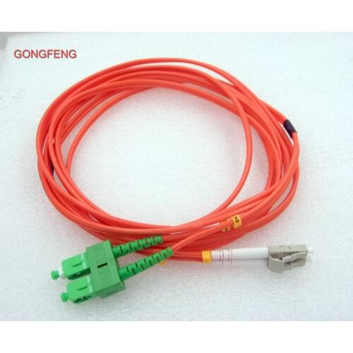GONGFENG 10PCS NEW 3 m Wire Harness Connector LC/UPC-SC/APC Multimode MM Dual Core 3.0mm Fiber Pigtail Jumper Custom Wholesale
