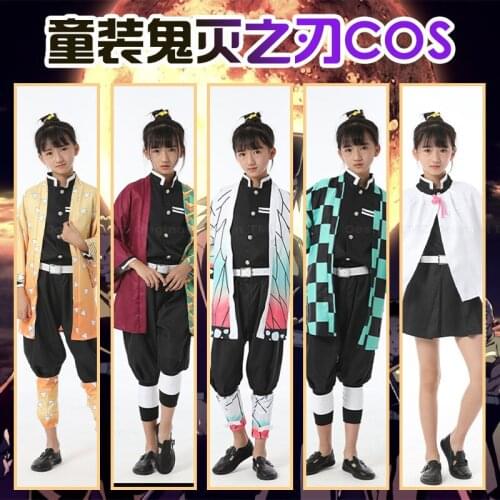 Demon Slayer Kimetsu no Yaiba Kamado Tanjirou Kamado Nezuko Agatsuma Zenitsu Hashibira Girls Boys Kids Children Cosplay Costume