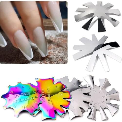 Easy French Smile Cut V Line Almond Shape Tips Manicure Edge Trimmer Nail Cutter Acrylic French Fake Nail Shaping Template Tools