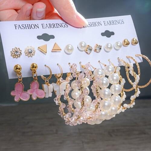 Fashion Gold Earrings Set Female Pearl Hoop Earrings For Women Oversize Metal Circle Punk Earring 2021 Earrings Tassel Jewelry