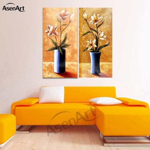 2 Piece Set Classical Flower Picture Vase Painting for Living Room Modern Art Canvas Prints Wall Paintings No Frame