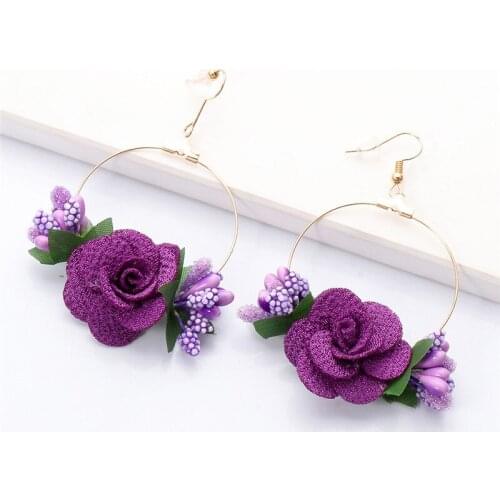 Top Quality Women Vintage Flower Shaped Drop Earrings Elegant Statement Multi Color Handmade Earring for Girls Wedding Jewelry
