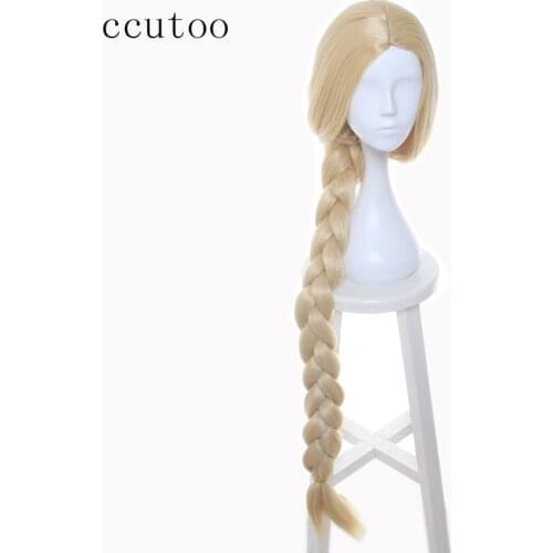 Ccutoo Tangled Rapunzel 120cm Long Light Golden Braid Styled Central Part Synthetic Hair Party Cosplay Full Wigs
