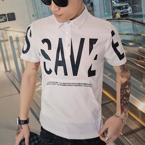 Polo Homme Casual Fashion Splice Letter Printing Men Polo Shirt High Quality Slim Fit Polo Shirt Streetwear Men Short Sleeve