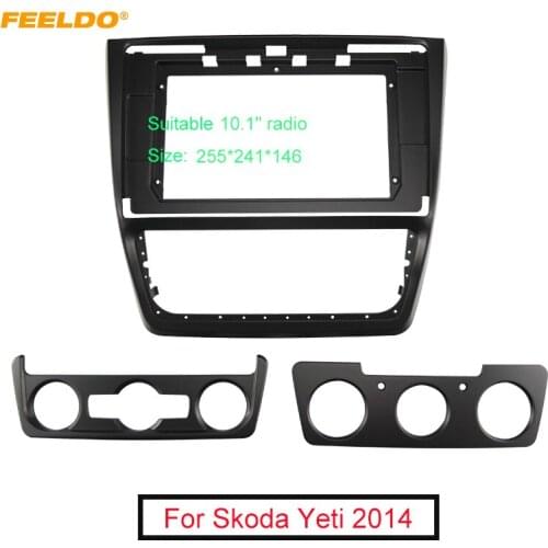 FEELDO Car Audio Fascia Frame Adapter For Skoda Yeti 2014 10.1" Big Screen 2DIN Dash Fitting Panel Frame Kit