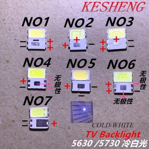Samsung Seoul lextar uni LG AOT 5630 5730 3V 0.5W 1W LED TV backlight SMD LED Cold white 200PCS