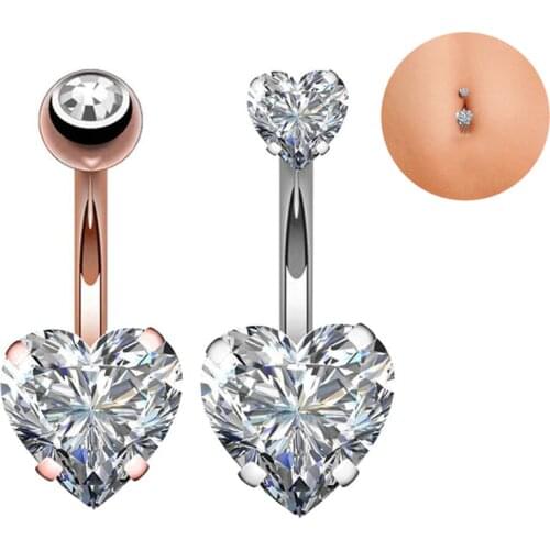 Navel Earring Belly Piercing Steel Belly Button Rings Crystal Piercing Navel Heart Style Piercing Sex Body Jewelry Piercings