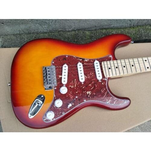 Tobacco Sunburst Body Electric Guitar with Red Tortoise Shell Pickguard and Offer Customized