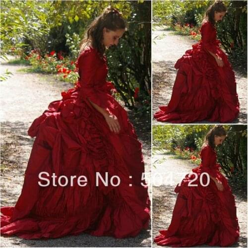 19 CenturyRed Chamelone Civil War Southern Belle Gown evening Dress/Victorian Dress Lolita dress US6-26 V-308