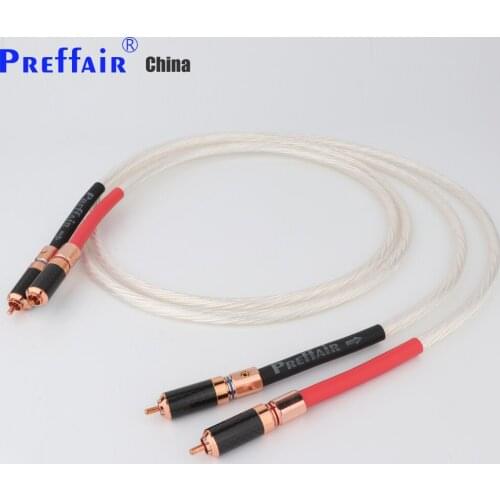 Preffair Hi-End Silver Plated RCA To RCA Interconnect Cable HiFi Audio Signal Line with Red Copper Plated Carbon Fibre RCA Plug