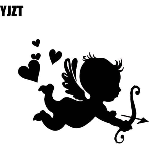 YJZT 15.3*12.2CM Naughty Baby Childish Angel Cute Silhoutte Design Covering The Body Decal Car Sticker Black/Silver C20-1345