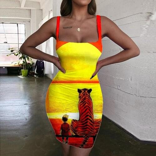 KYKU Sun Dress Women Tiger Sundress Love Ladies Dresses Ocean Halter Sleeveless Womens Clothing Plus Size Beach Beach