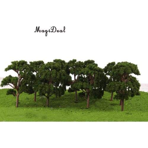 10x 1/75 Scale Dark Green Banyan Trees Model Train Railroad Railway Park Garden Scene Scenery Layout HO 12cm