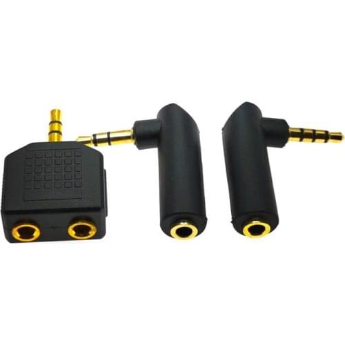 1PCS Gold plated 4Pole Male Audio Stereo Plug Jack Adapter Connector L Shape Right Angle Connector 3.5 jack Female to 3.5mm