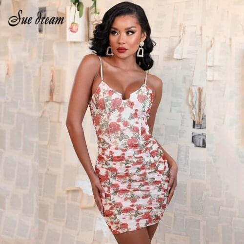 2021 Sexy Spaghetti Printed Draped Bodycon Bandage Dress Fashion Sleeveless Ladies Club Party Dress Vestido