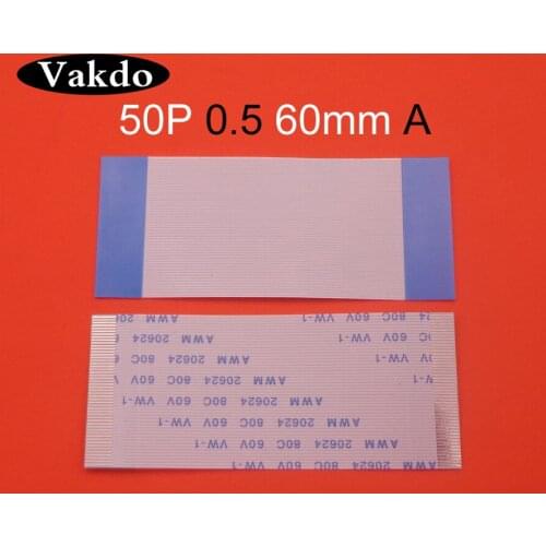 5PCS FFC FPC 50pin flat flexible cable 0.5mm pitch forward Width 25.5mm lenght 60mm 100mm 300mm Ribbon 50p Flex Cable Type A