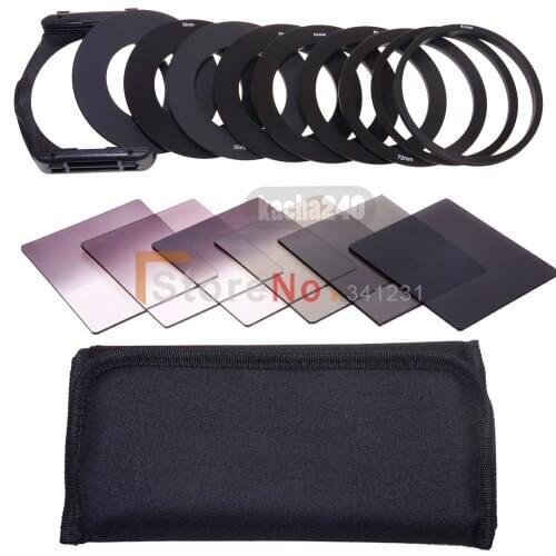6pcs ND2 ND4 ND8 Gradual ND2 4 8 Filter Set + 9pcs Ring Adapter for Cokin P