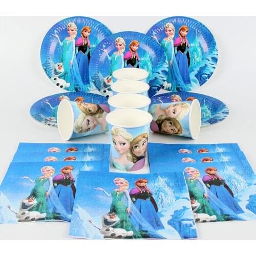 60pcs/lot Disney Frozen baby shower Party Tableware Set paper Cup Napkin plate Girls Favor Happy Birthday Party Decor Supplies