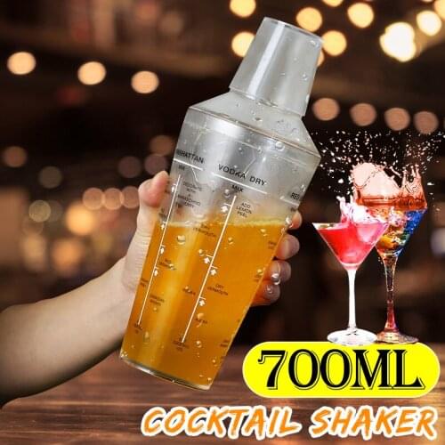 700ML Professional Transparent Plastic Margarita Drink Shaker Mixer Party Cocktail Shaker Bartending Tools Supplies Bartender