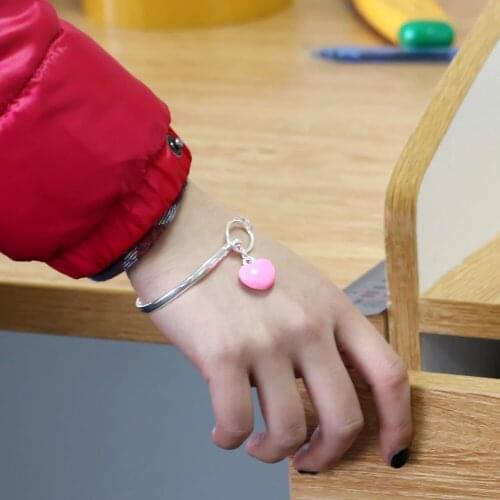 925 Sterling Silver Jewelry Mermaid Pink love Pendant Bracelet Fine Jewelry 2017 Hot Sale Solid 925 Sterling Silver Bracelet