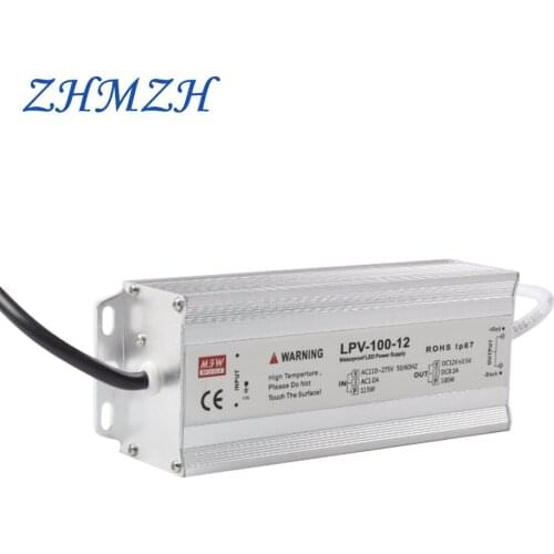 AC 100V-265V 100W LED Power Supply , CVCC IP67 Waterproof 8.5A LED Driver DC 12V