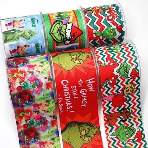 Free shipping characters christmas decorations printed grosgrain Christmas ribbon fast delivery products 45526