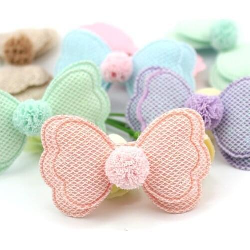 15PCS 3.5*6cm shiny double-deck Flower Ball bowknot Padded Appliques DIY Babys hairpin headwear crafts Decor Accessories